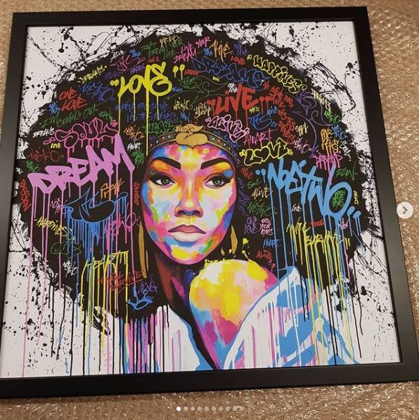 Framed objects including picture and ball