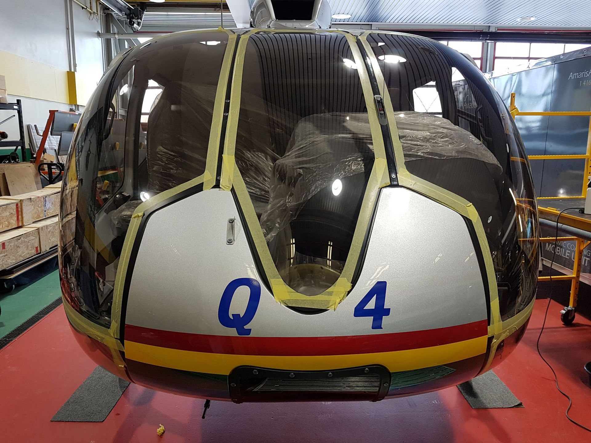 Helicopter cockpit front view with