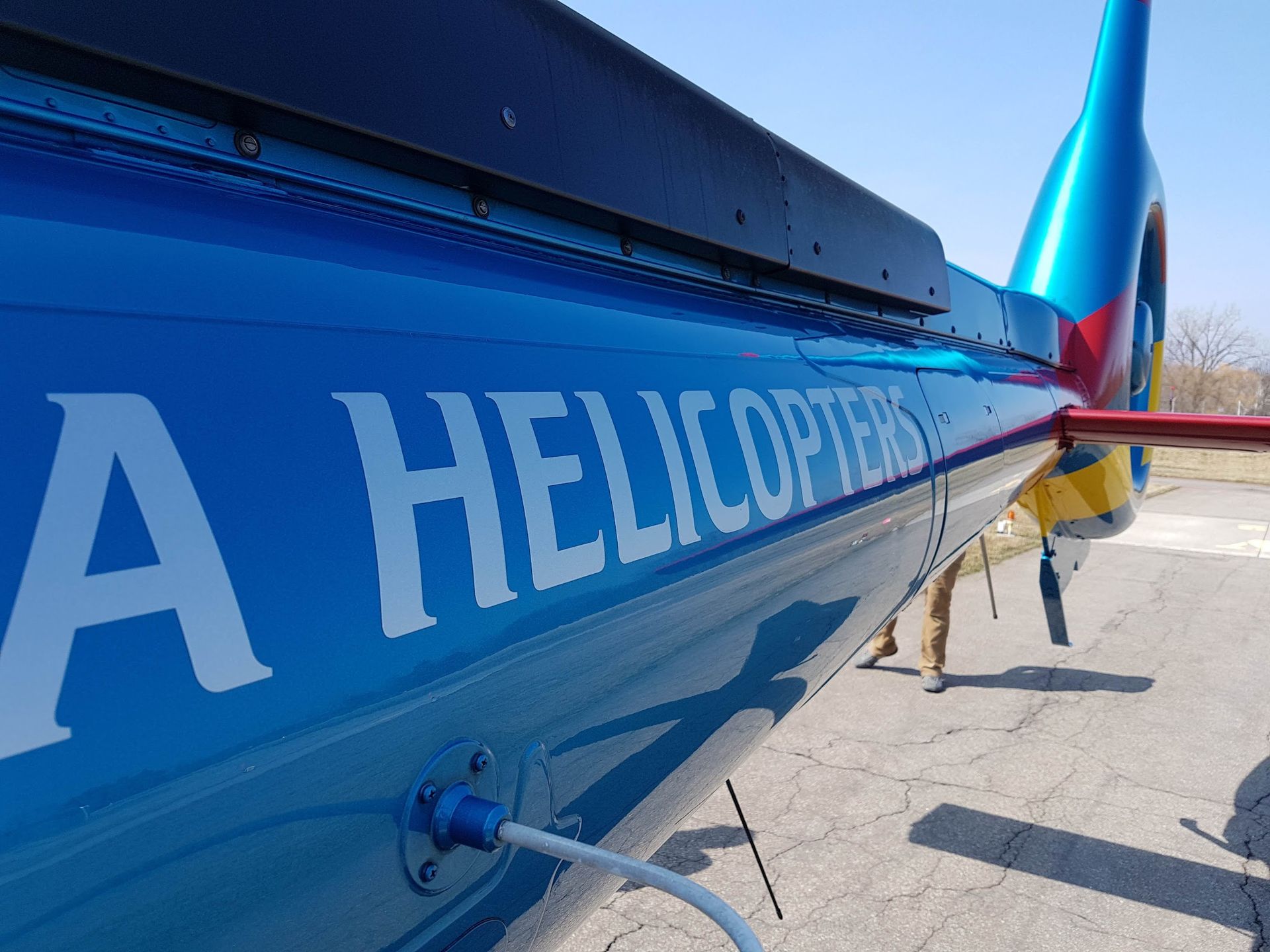 Blue helicopter side with