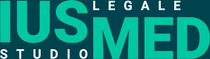 Logo per IUS MED Studio: lettere color verde acqua su sfondo verde acqua, con la scritta 