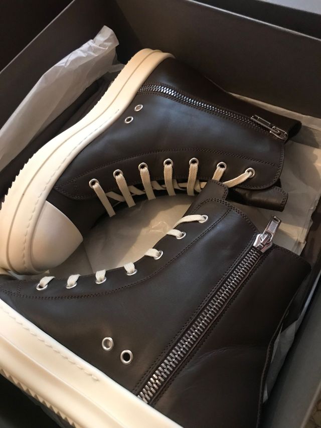 Rick Owens Brown Leather Ramones 42