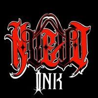 Logo for "Head Ink" tattoo studio, red gothic lettering on black, white outline.