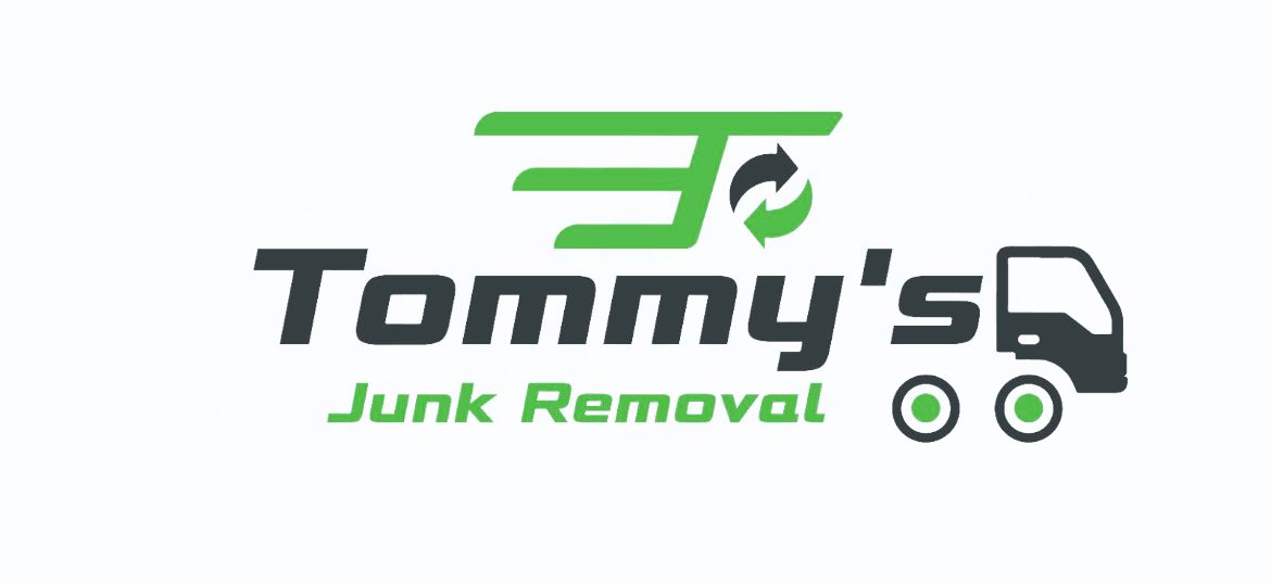 Tommy's Junk Removal logo with a truck and recycling symbol.