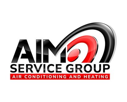 A logo for aim service group air conditioning and heating