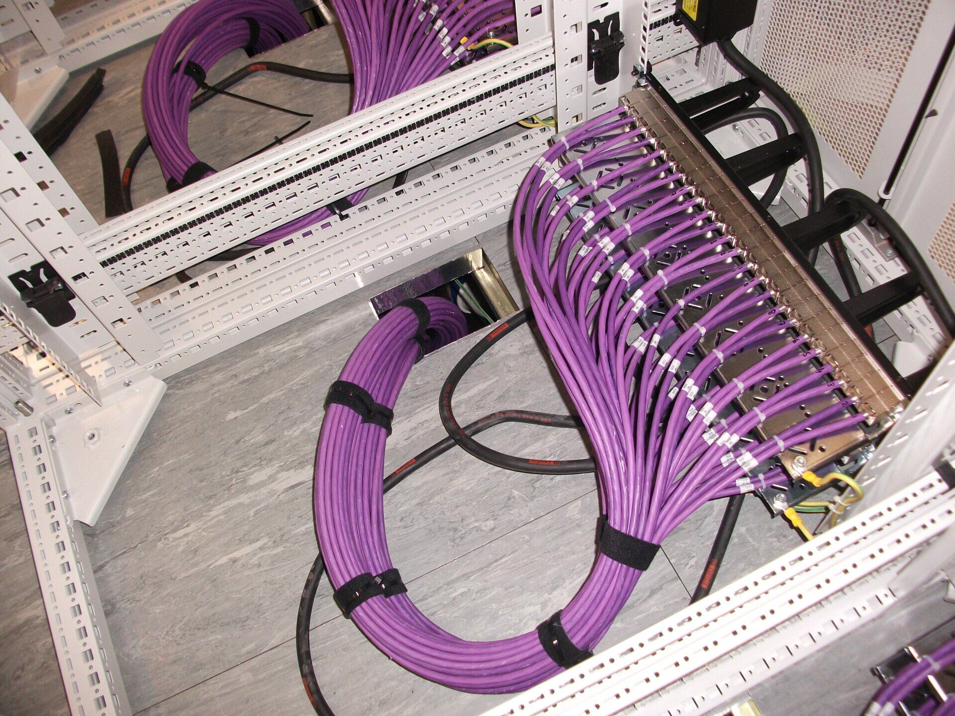 purple data cable installation