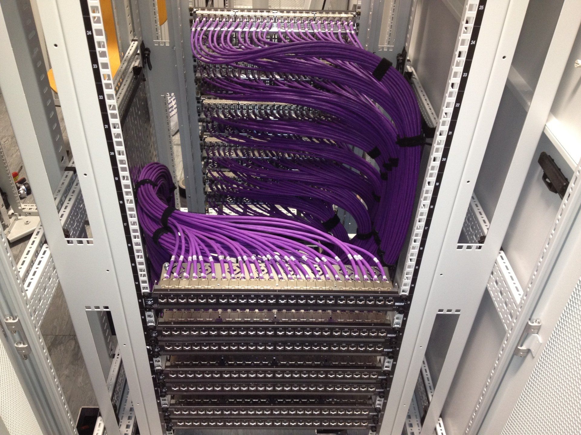 purple data cables installed