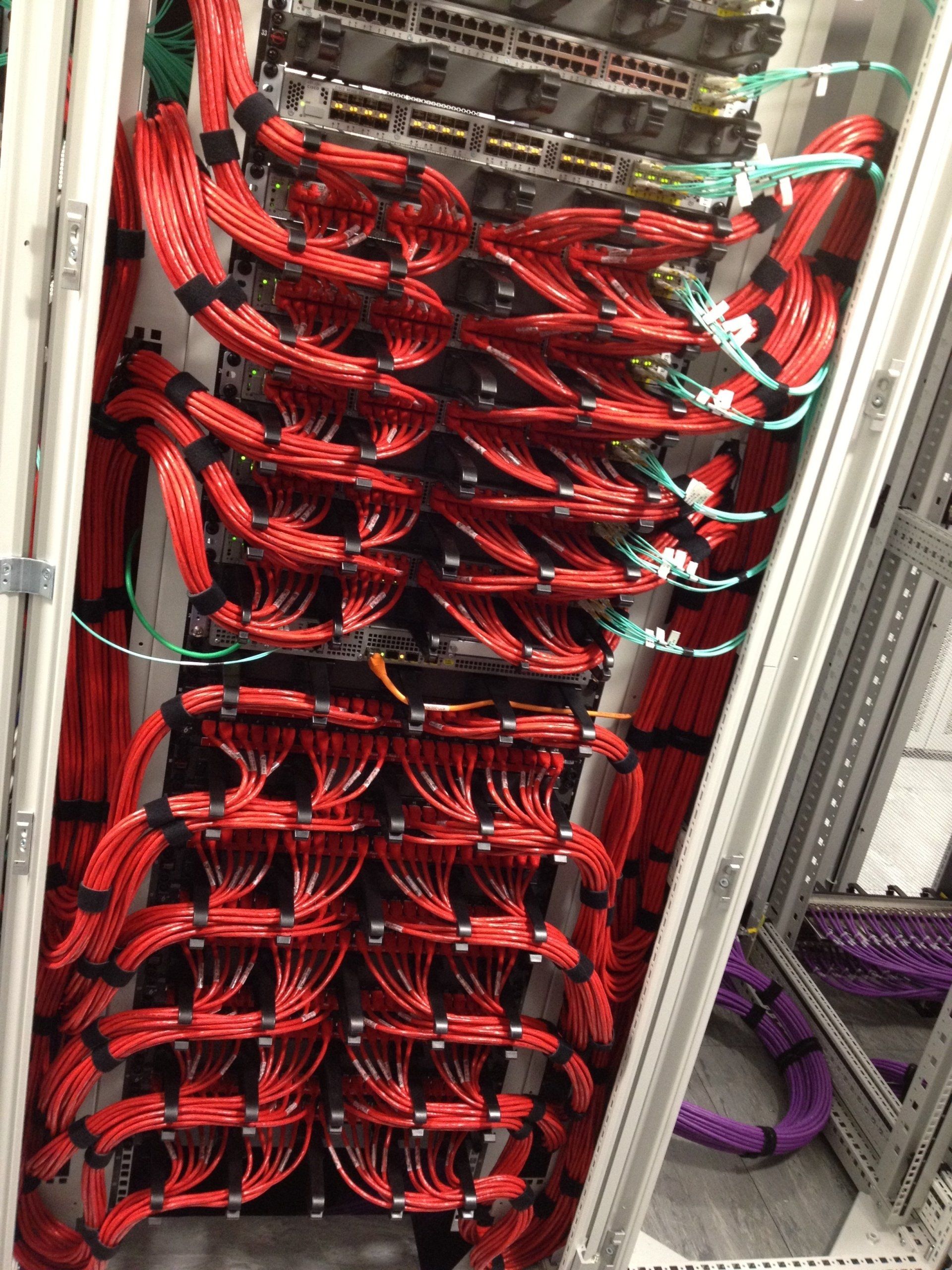 lots of red server cables