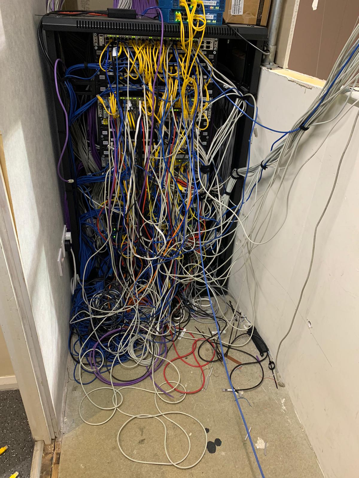 numerous cables in a server