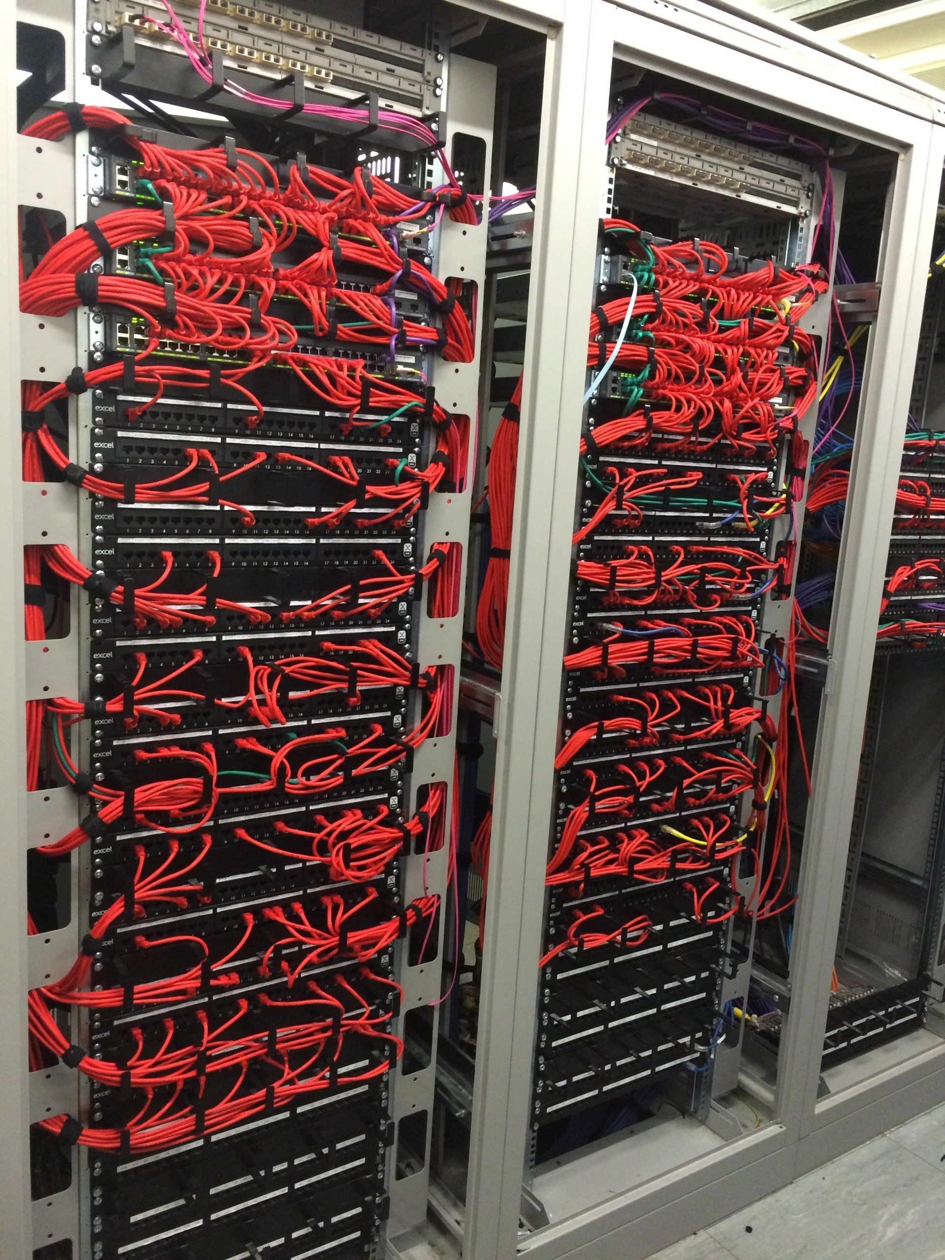 red cables and server
