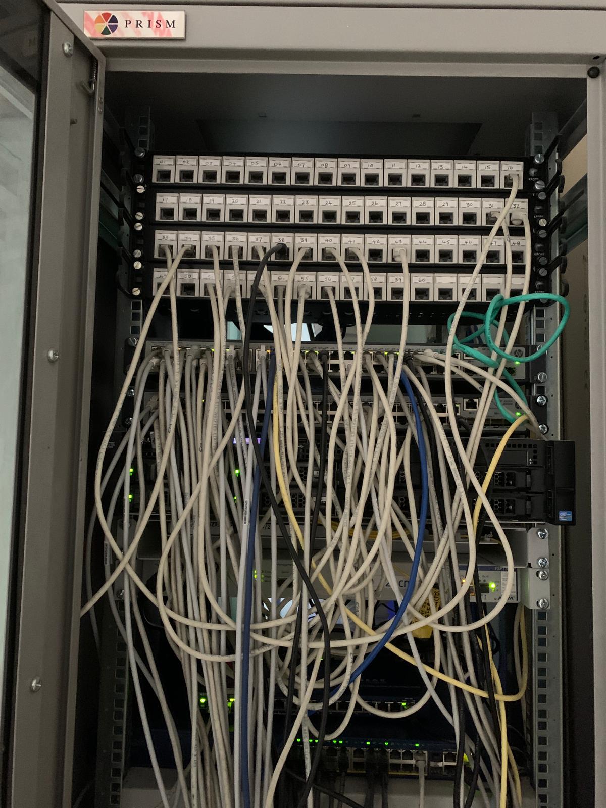 server with white cables