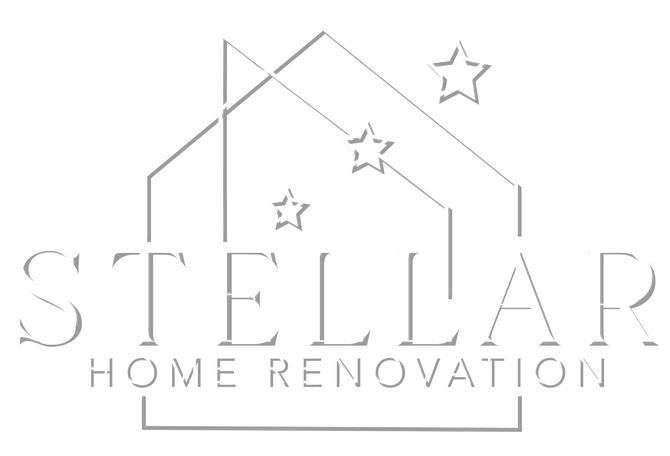 a logo for stellar home renovation with a house and stars .