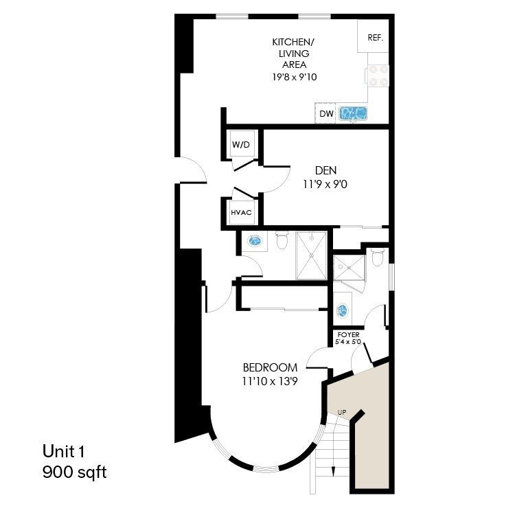 Floor Plan:  1321 Rhode Island Unit 1 - One Bedroom One Bathroom