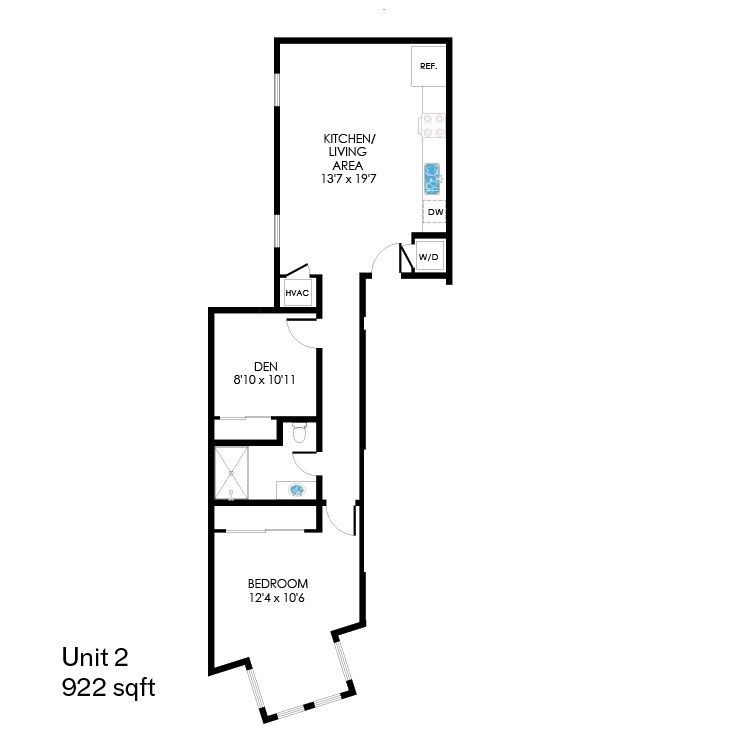 Floor Plan:  1321 Rhode Island Unit 2 - One Bedroom One Bathroom