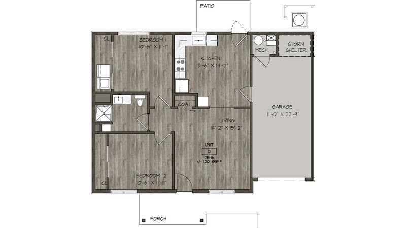 2 Bed, 1 Bath