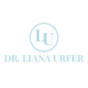 The logo for dr. liana urfer is a blue logo with the letter u in a circle.