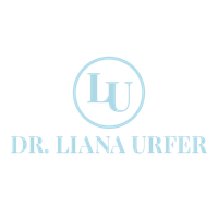 The logo for dr. liana urfer is a blue logo with the letter u in a circle.