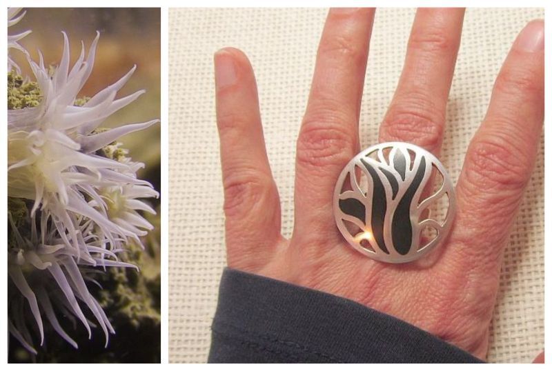 Handgemaakte zilveren ring Anemone van Karen Klein edelsmid 