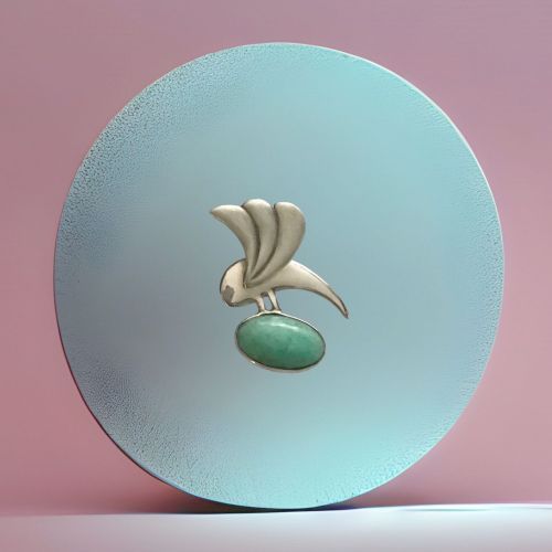 Zilveren broche met Amazoniet van Karen Klein edelsmid