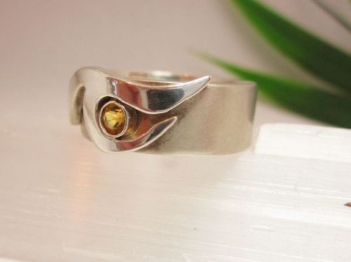 Ring zilver citrien Ra van Karen Klein edelsmid