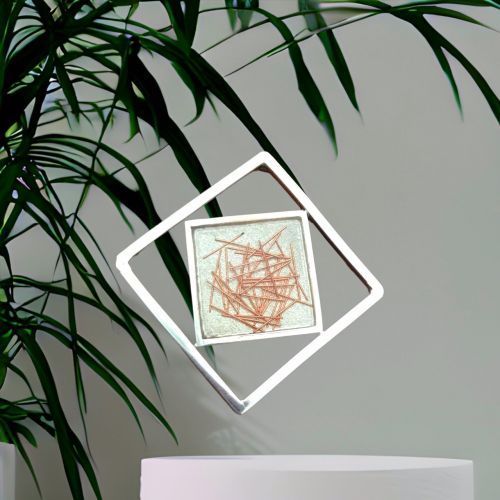 Zilveren broche met koper van Karen Klein edelsmid