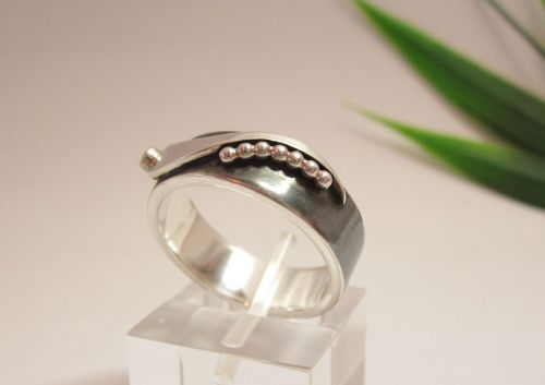Ring Sardine zilver citrien zwart van Karen Klein edelsmid