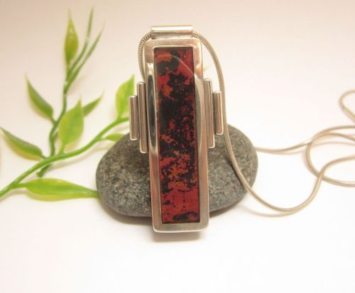 Zilveren langwerpige hanger koper