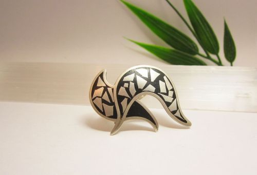 Zilveren ring bladvorm Leaf mozaiek zwart van Karen Klein edelsmid