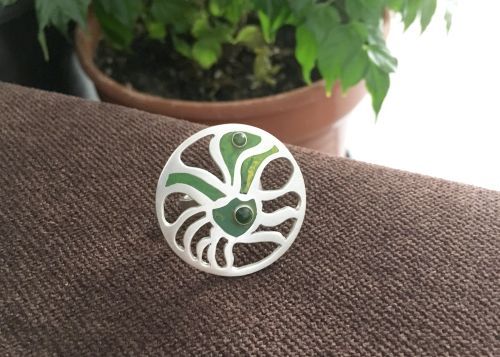 Statementring groen koud-emaille Turtle Jade