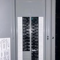 Damaged black electrical circuit breaker, isolated on white background.