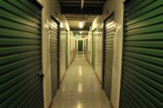 green storage unit doors