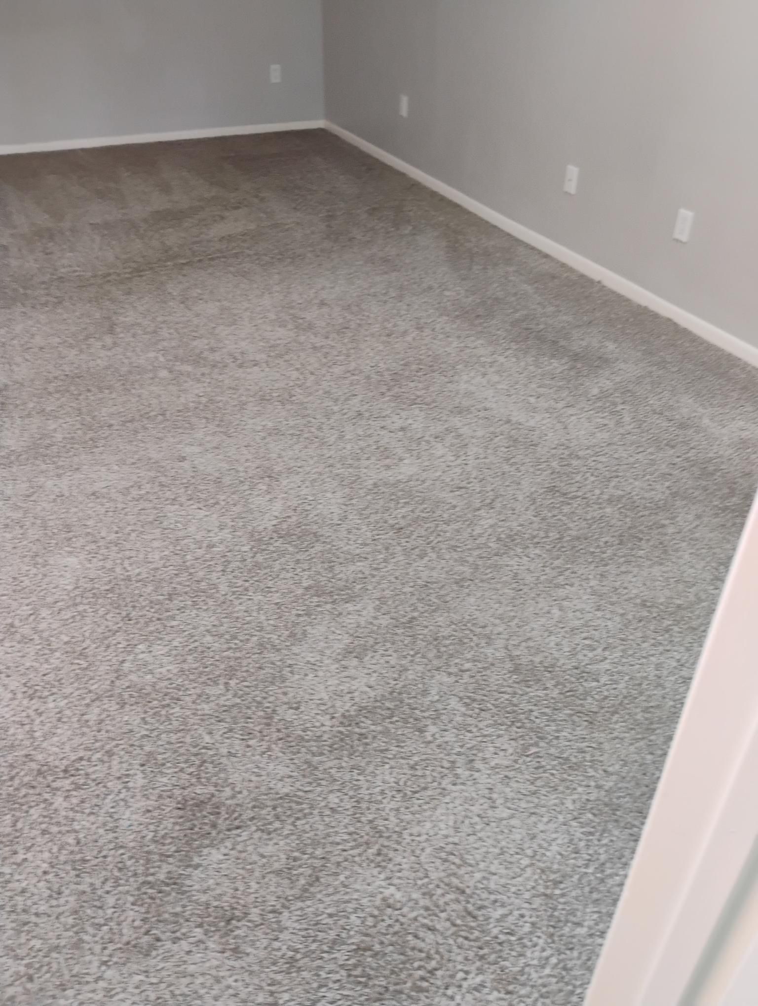 A room with light gray carpet, white walls, and electrical outlets.