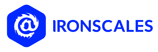 Logo for Ironscales, featuring a blue hexagon with a stylized