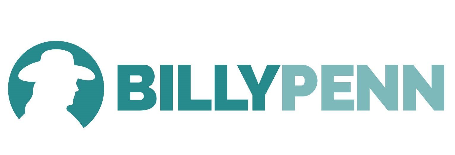 Teal logo with a silhouette of a man in a wide-brimmed hat next to the text "BILLYPENN".