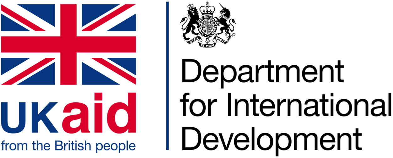 UKaid and Department for International Development logos: British flag, text, and royal coat of arms.