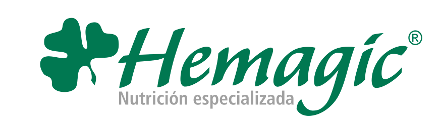 El logo hemagic tiene un trébol verde.