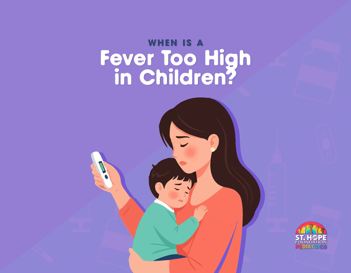 A person holds a child who appears unwell, with text reading: 