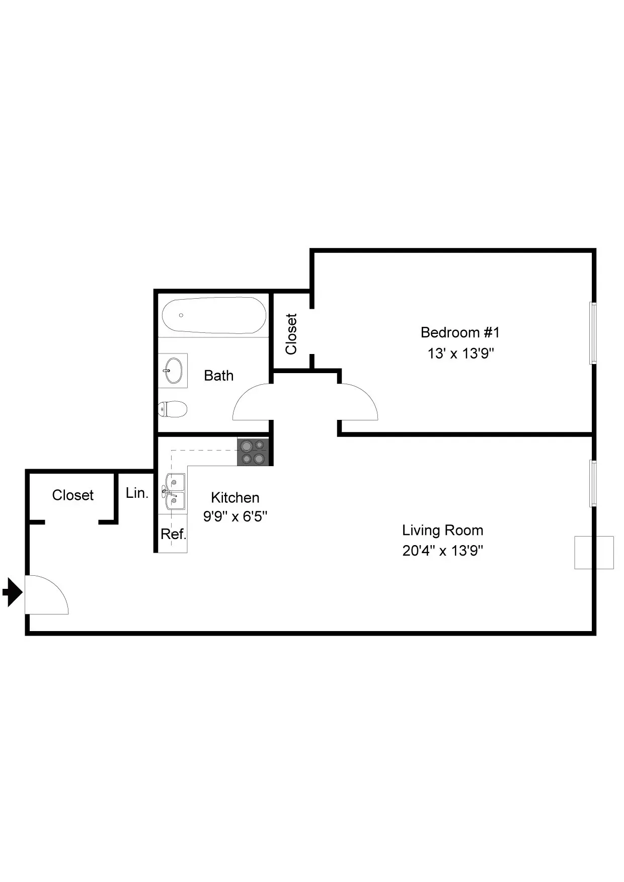 1 Bed Dimensions
