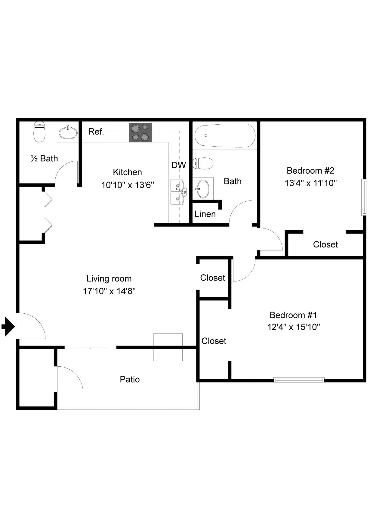 2 Bed Dimensions
