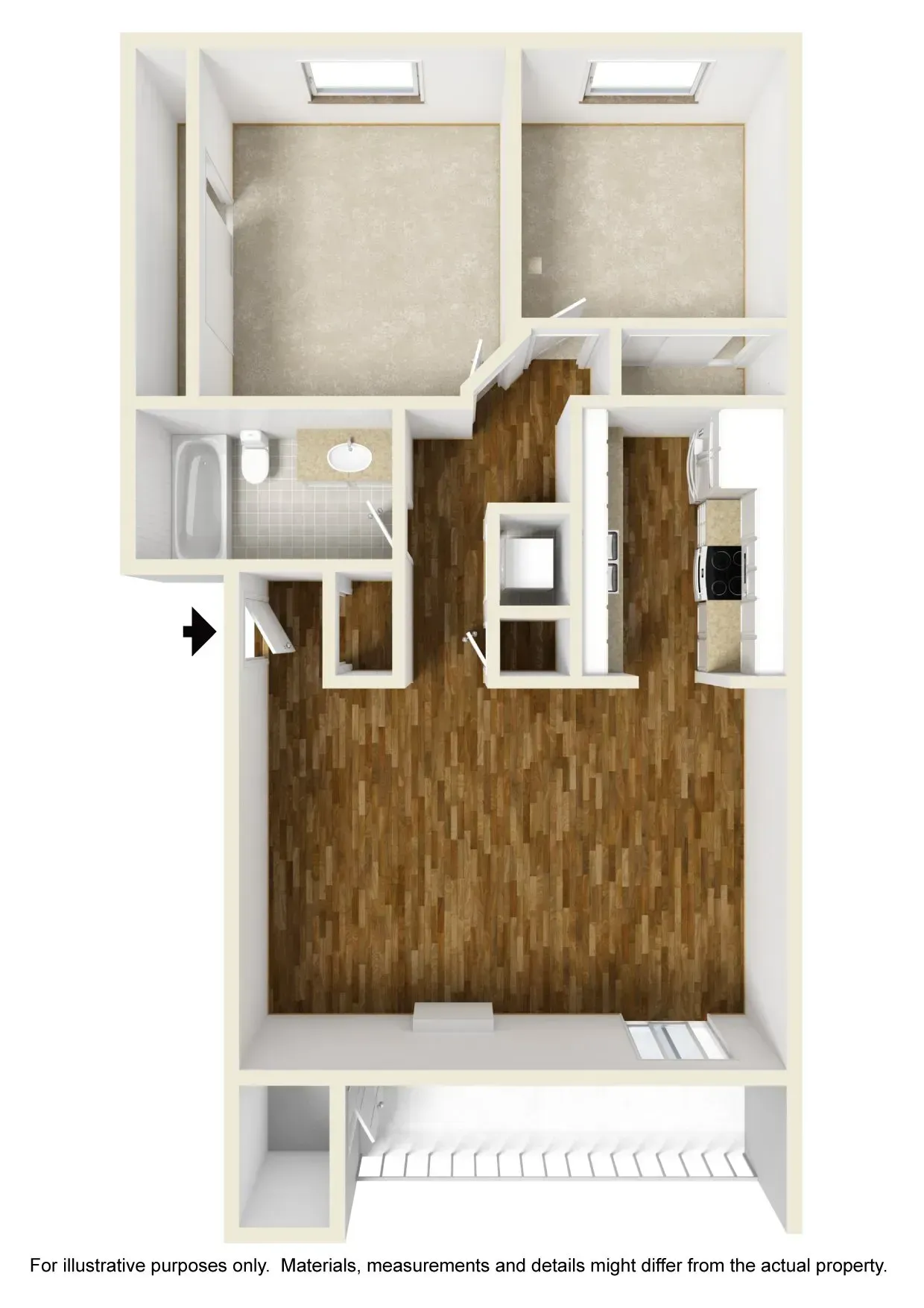 2 Bed (B) Unfurnished