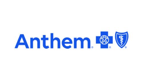 Anthem logo: blue text with a blue cross and shield on a white background.