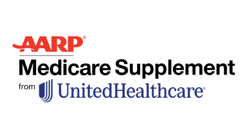 AARP Medicare Supplement logo from UnitedHealthcare in red, black, and blue.
