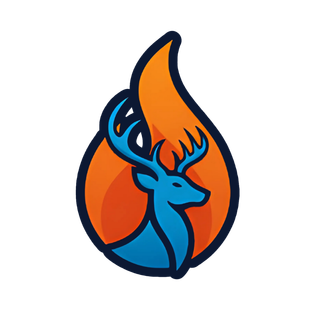 A deer is sitting inside of a fire flame.