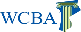 A logo for wcba with a map and columns.