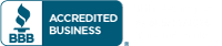 BBB Accredited Business logo in teal and white with flame icon