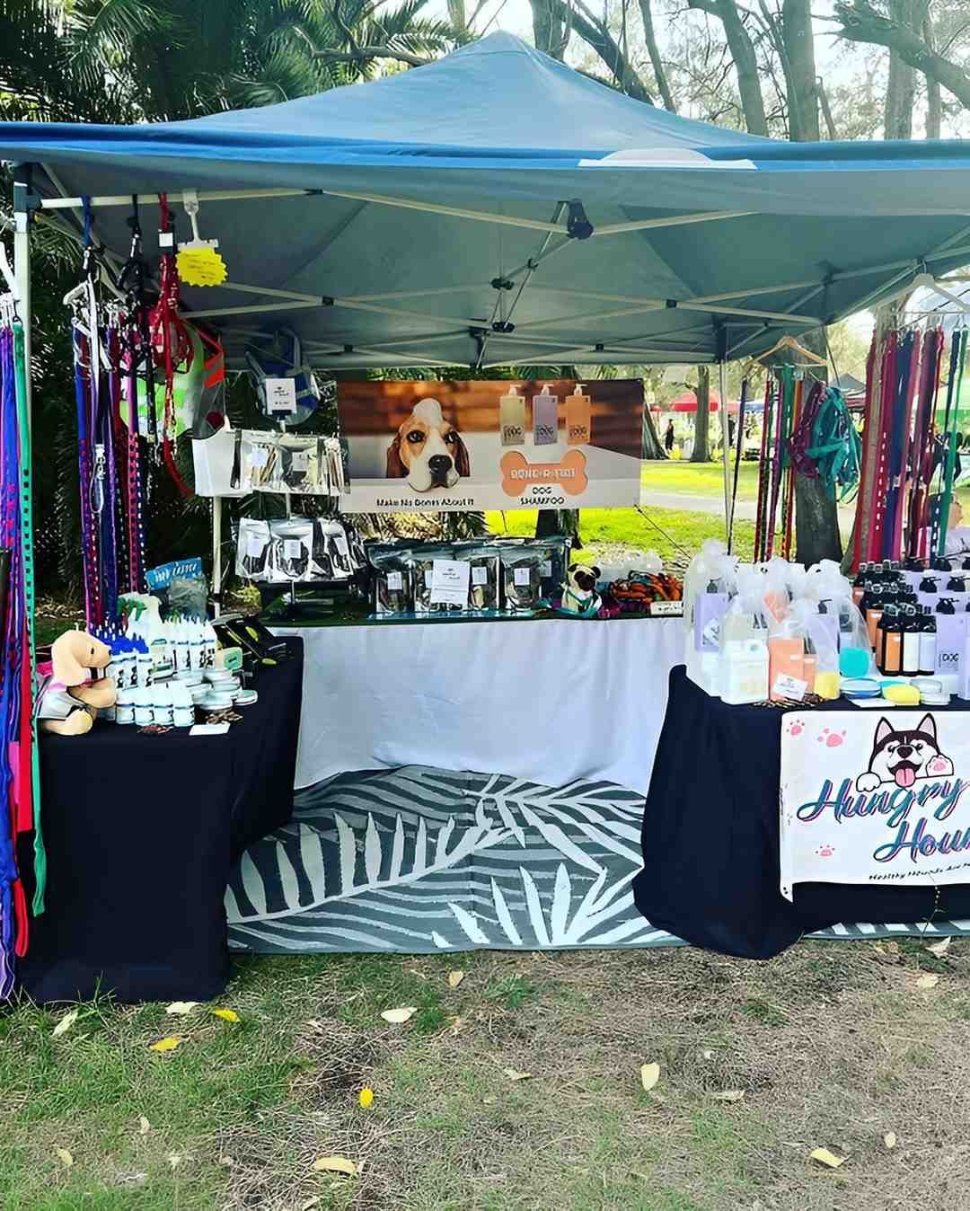 Dog Products Booth at Outdoor Market — Pet ID Collars in Wamberal, NSW