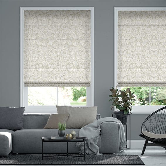 Grey room with modern roller blinds