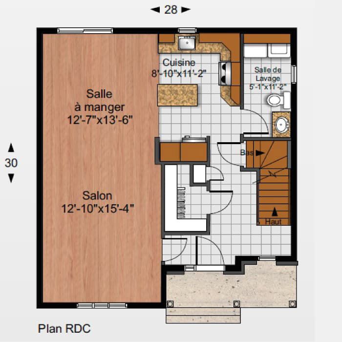Un plan d'étage d'une maison avec le mot salon dessus