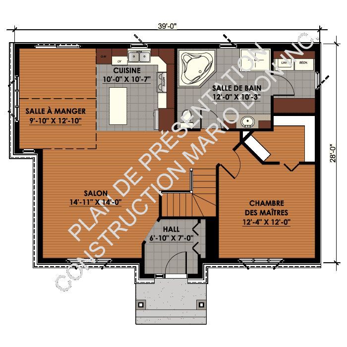 Un plan d'étage d'une maison en français