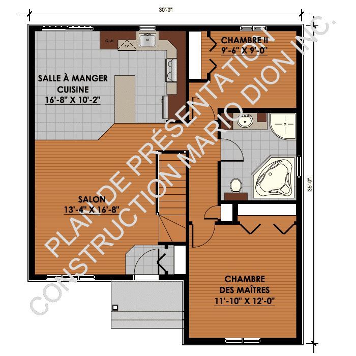 Un plan d'étage d'une maison en français
