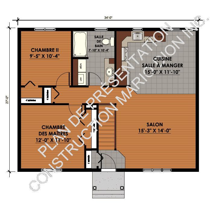 Un plan d'étage d'une maison avec le mot salon dessus